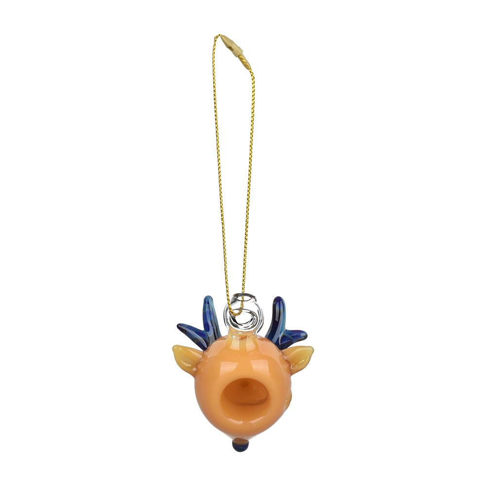 Santa's Secret Hangable Glass Christmas Ornament Hand Pipe - 2.25" / Reindeer