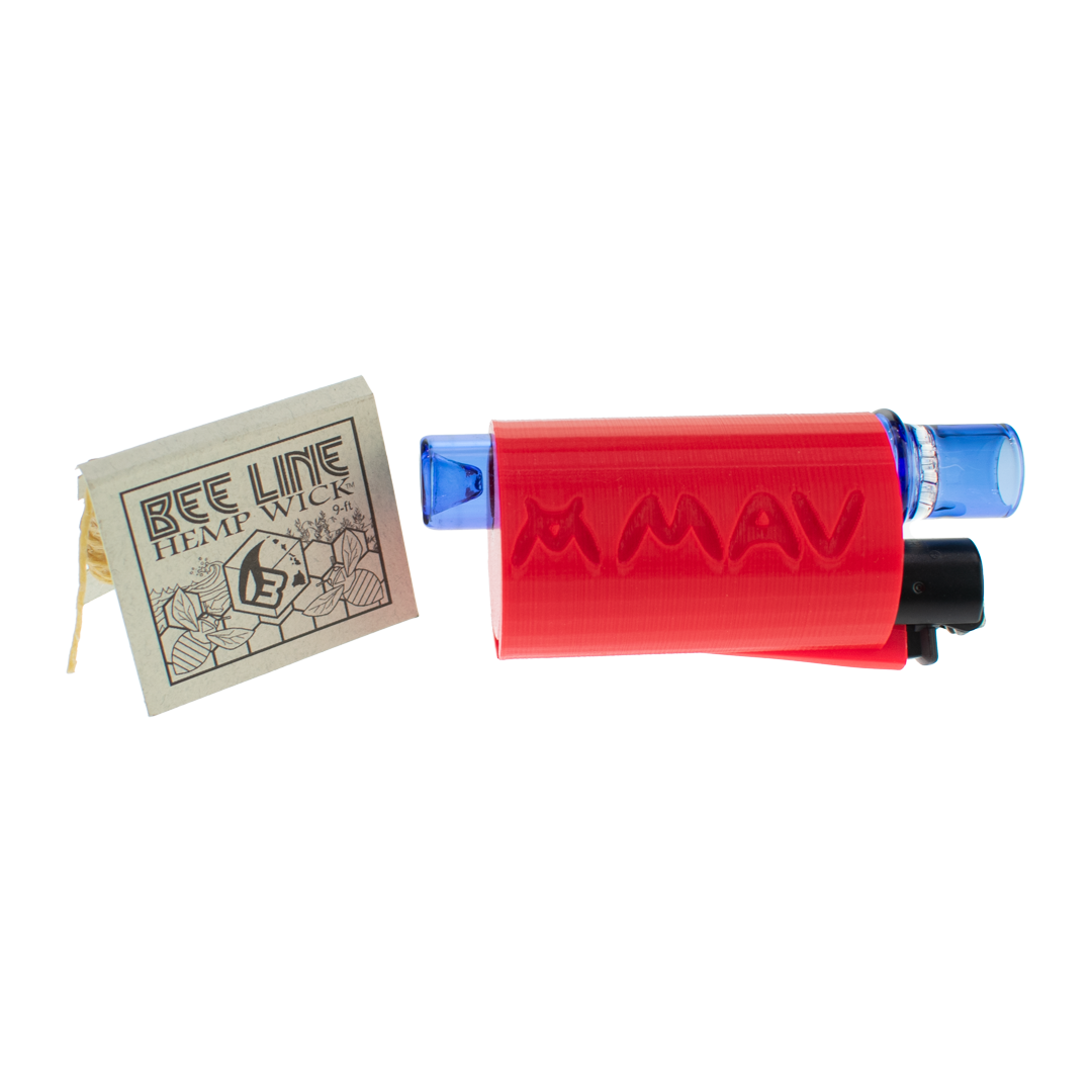 One hitter/Chillum 3D holder with hemp wick and lighter