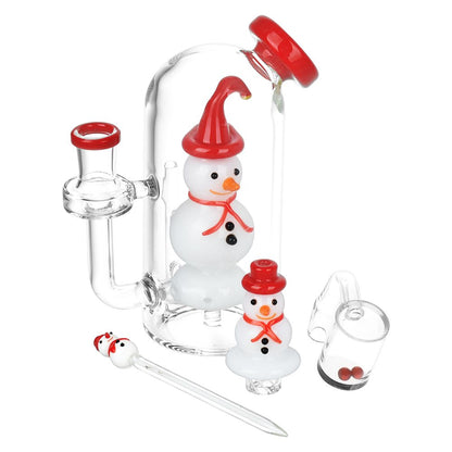 Smiling Snowman Glass Dab Rig Set - 6" / 14mm F