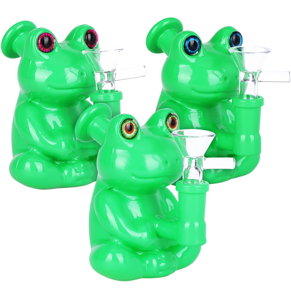 Froggy Glass Water Pipe - 4.25" / 14mm F / Eye Colors Vary