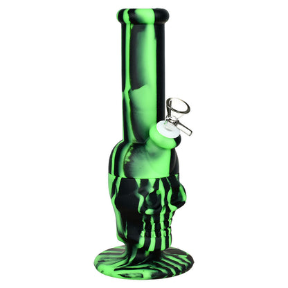 Sinfully Smiling Skull Silicone Water Pipe - 11" / 14mm F / Colors Vary