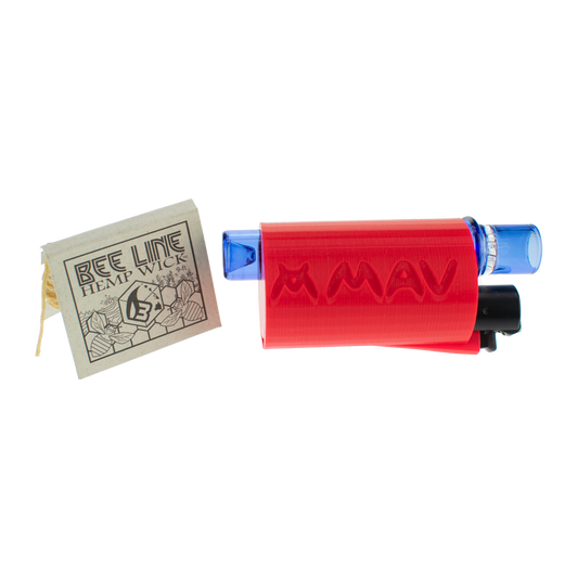 One hitter/Chillum 3D holder with hemp wick and lighter