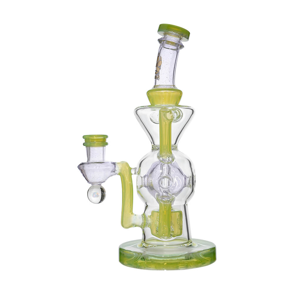 Calibear Premium EXO 8" Recycler w/ Encased Opal & Seed of Life Perc