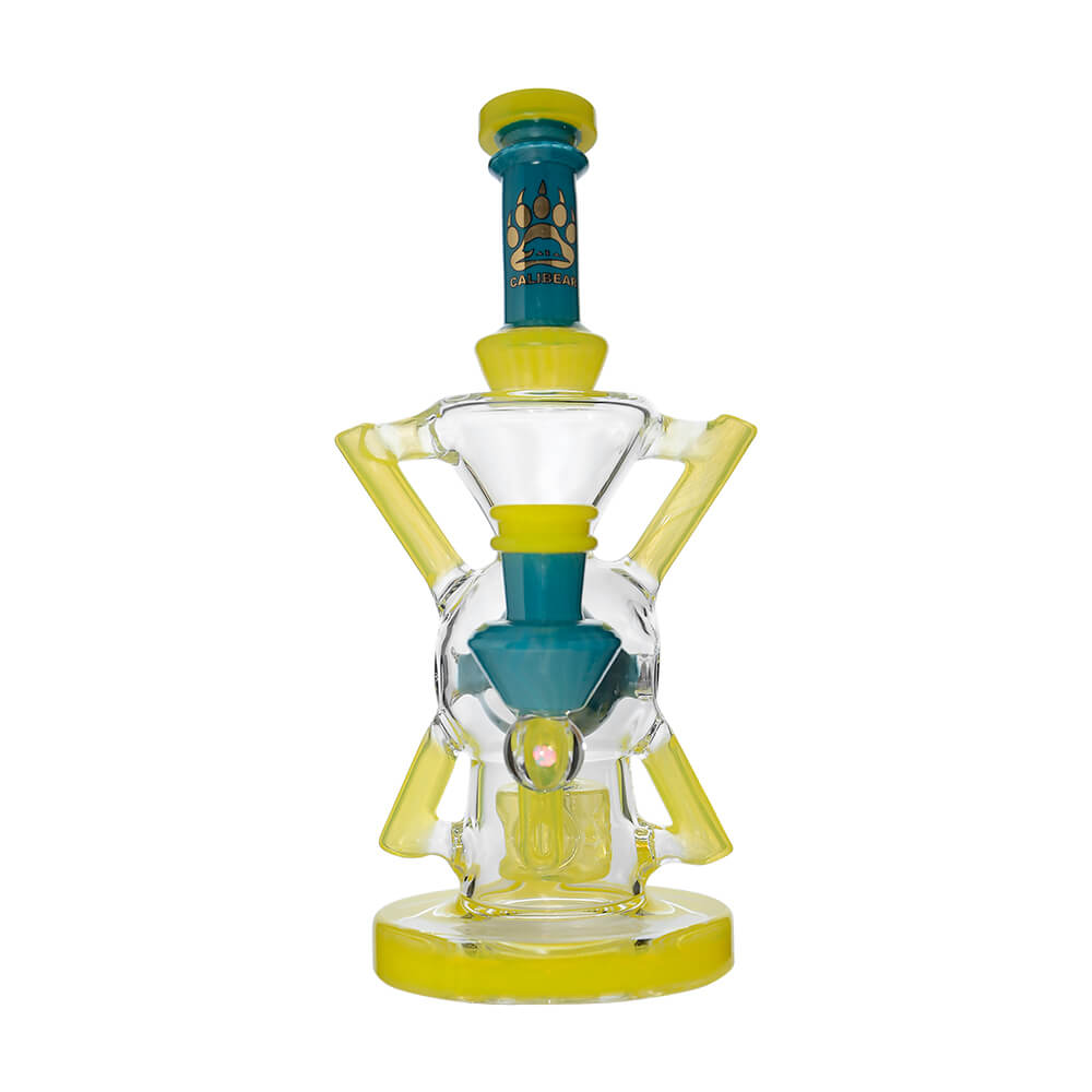 Calibear Premium EXO 8" Recycler w/ Encased Opal & Seed of Life Perc