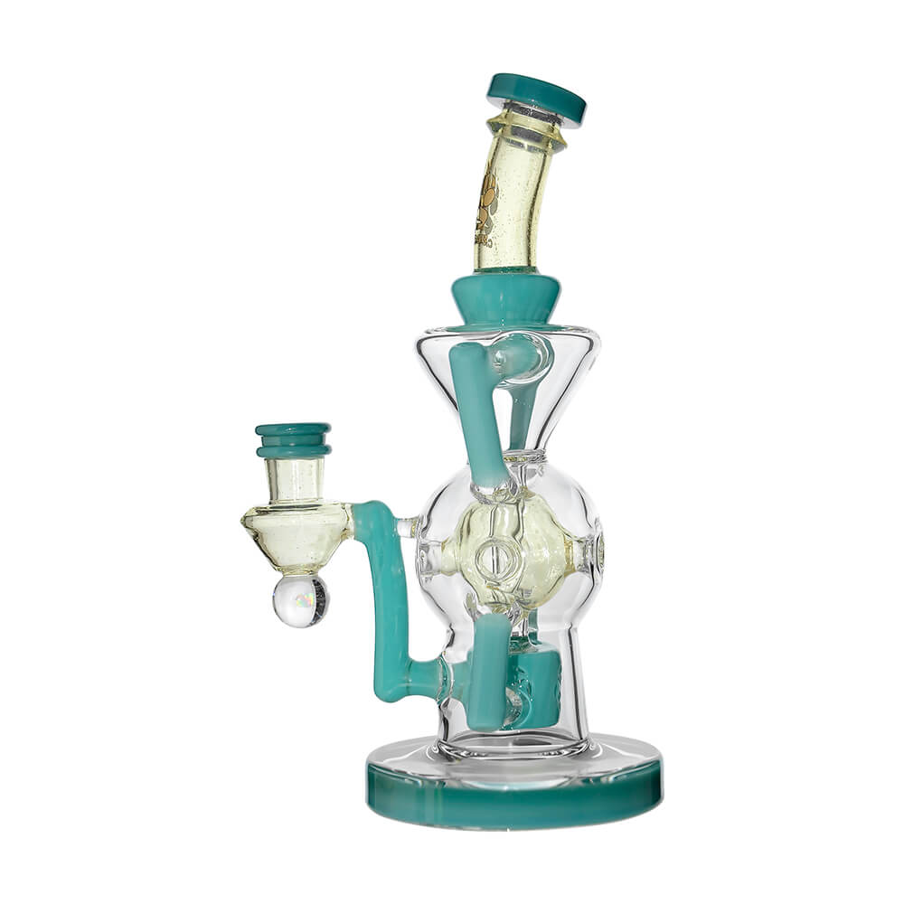 Calibear Premium EXO 8" Recycler w/ Encased Opal & Seed of Life Perc