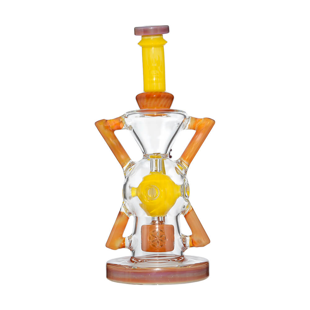 Calibear Premium EXO 8" Recycler w/ Encased Opal & Seed of Life Perc