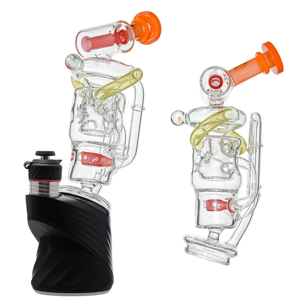 Premium Swiss Straight Fab Recycler Glass Attachment w/ Encased Opal for Puffco Peak OG & Pro | Calibear