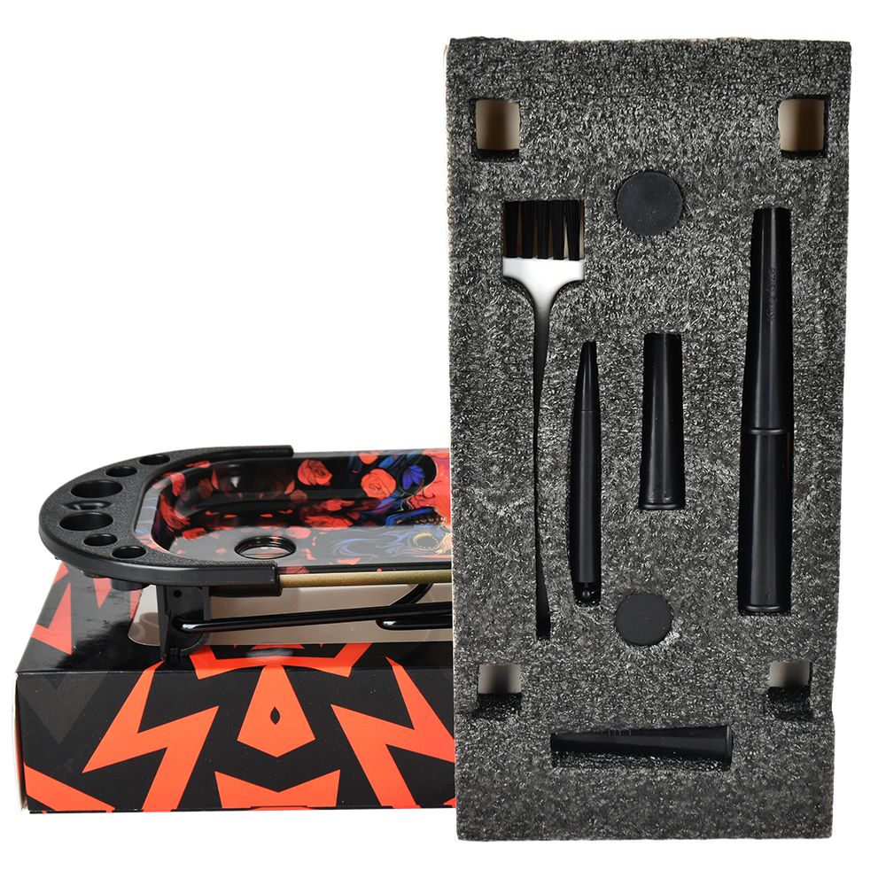 Elevated Metal Rolling Tray & Cone Loader Kit - Tie Dye Leaf / 9.25"x4.2"