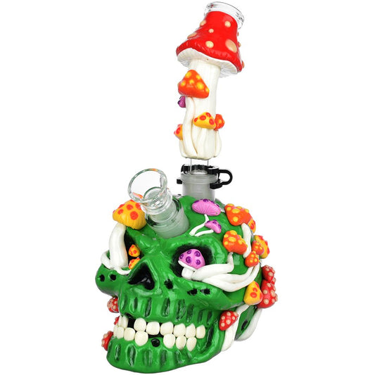 Mushroom Garden Sugar Skull Water Pipe - 10" / 19mm F