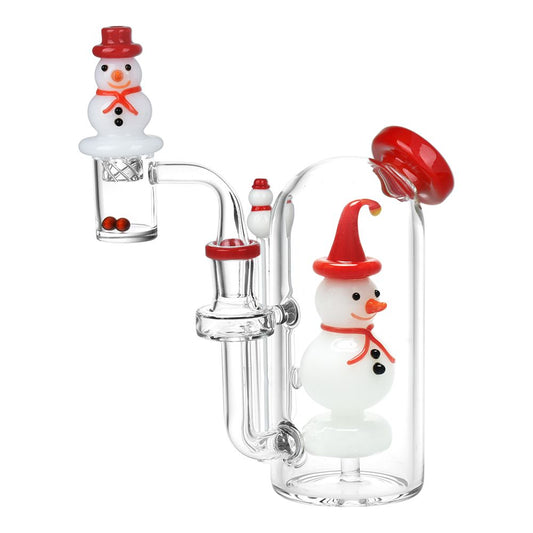 Smiling Snowman Glass Dab Rig Set - 6" / 14mm F