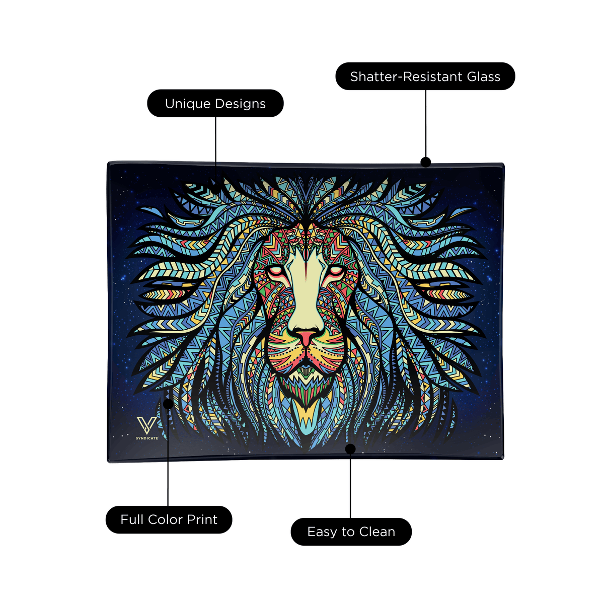 Tribal Lion Glass Rollin' Tray